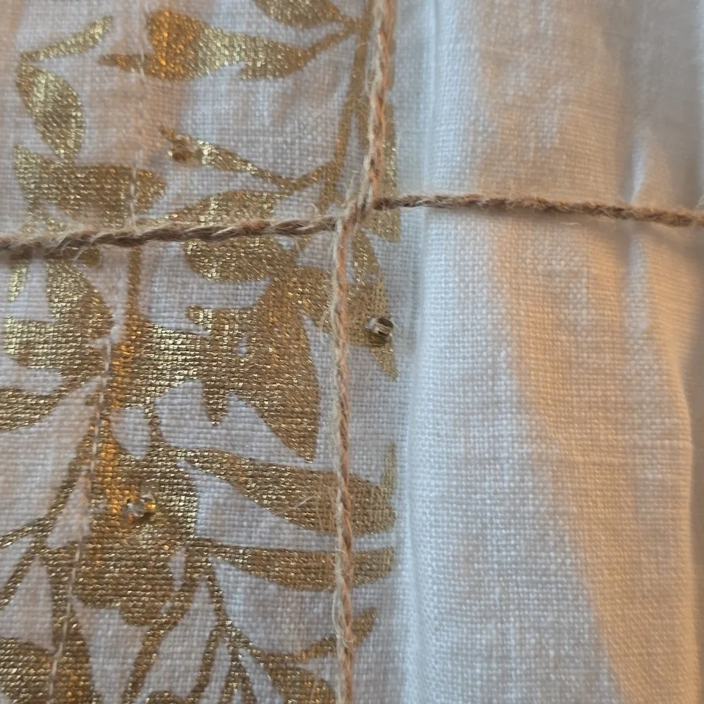 ❤️BUY 2 GET 1 FREE  Sur La Table Gold Leaves Linen Napkins, Set of 4